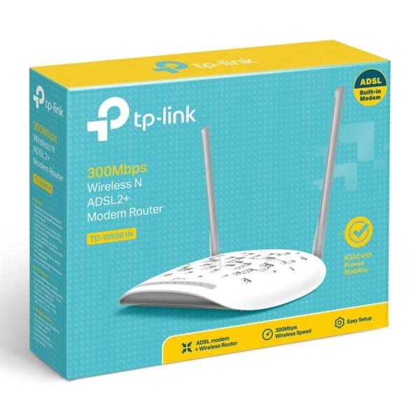 مودم روتر ADSL2 Plus بی‌سیم N300 تی پی-لینک مدل TD-W8961N