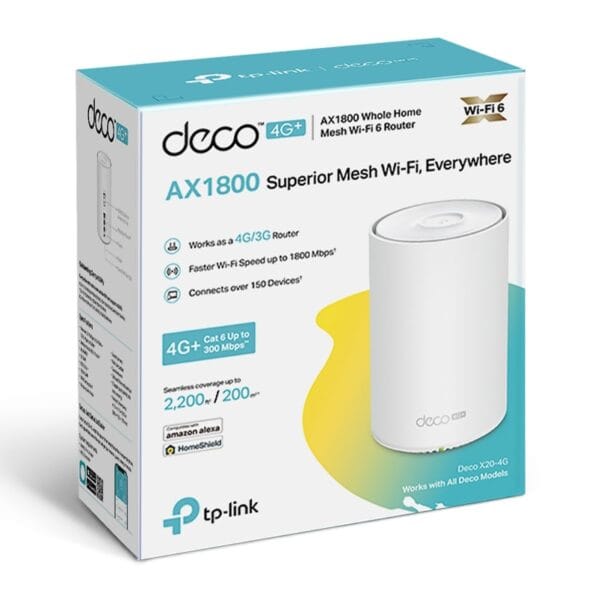 مودم روتر 4G+ LTE بی سیم و دوباند AX1800 تی پی لینک مدل +Deco X20-4G